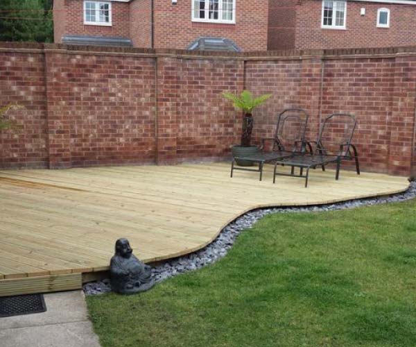 large Decking area with curved edge